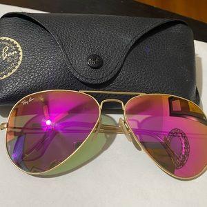RayBan pink lens aviators gold frame